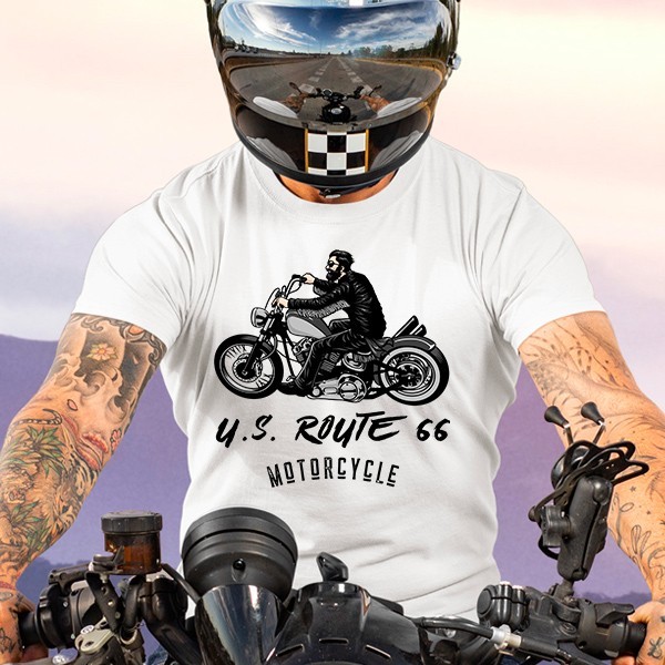 T-shirt moto homme pour les passionnés US et de la route 66
